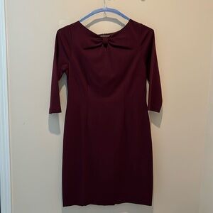 Talbots 4P 3/4 sleeve at knee level burgundy dress
